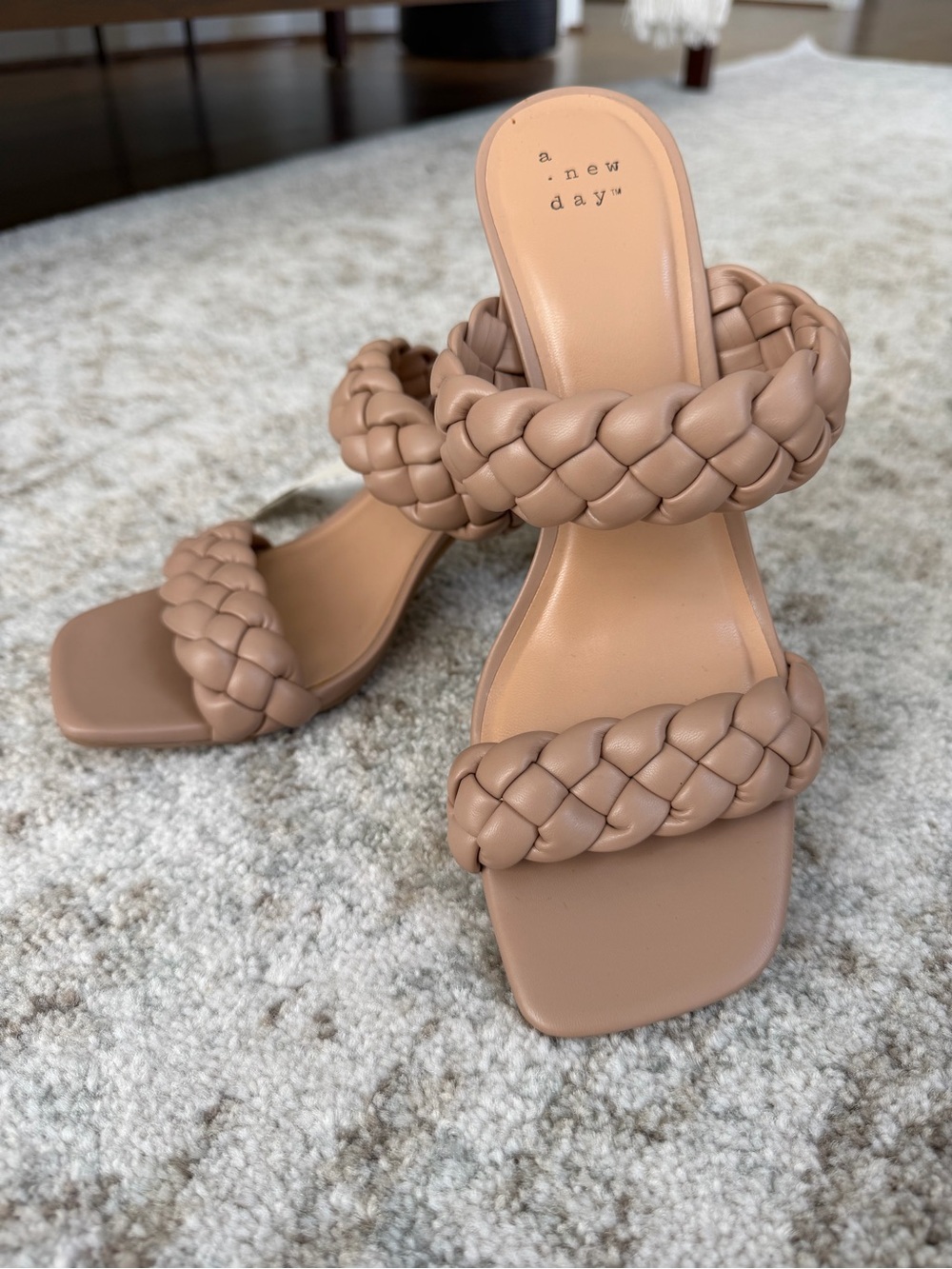 a new day Braided Double-Strap Slide Heels - Beige